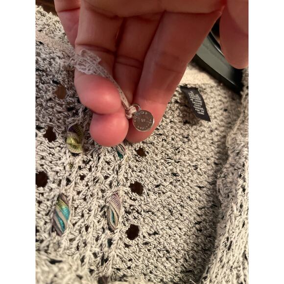 Anthropologie Knitted & Knotted
Woven Pointelle Zip Up
Cardigan Sweater Small - Picture 4 of 6